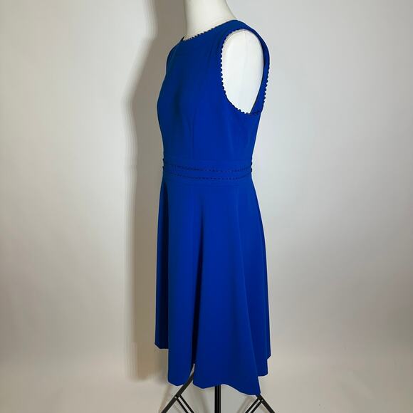 NWOT Calvin Klein Blue Sleeveless Scallop Detail Fit & Flare Dress Womens Sz 10 - Picture 5 of 12